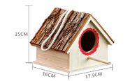 Höhen-hölzerner Vogel-Kasten des Haus-Form-Barken-Dach-15cm